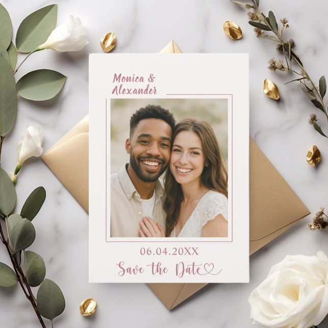 Ivory rose gold photo wedding Save the Date (Créateur téléchargé)