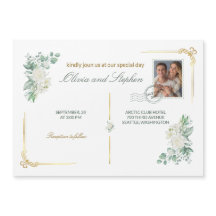 Ivory Roses floral Save the Date Magnet card