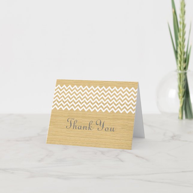 Ivory Rustic Chevron Carte de remerciements (Devant)