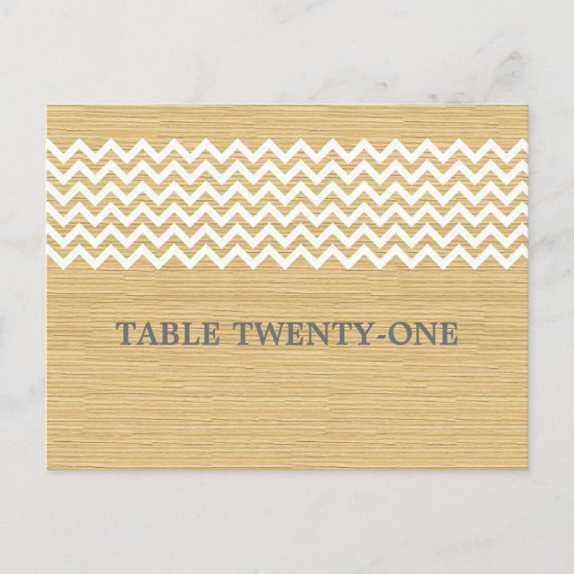 Ivory Rustic Chevron Numéro de table Carte postale (Devant)