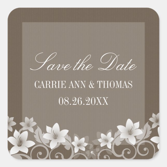 Ivory Rustic Floral Enregistrer les stickers Date (Devant)