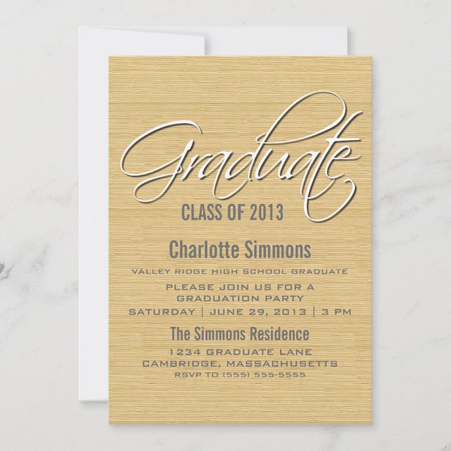 Ivory Rustic Script Invitation (Devant)