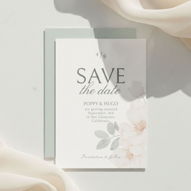 Ivory & Sage | Carte de Faire-Part de Mariage Flor (Créateur téléchargé)