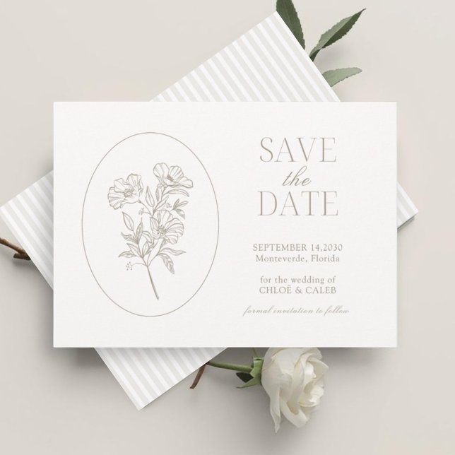 Ivory & Sand | Carte de mariage à motifs floraux e (Créateur téléchargé)