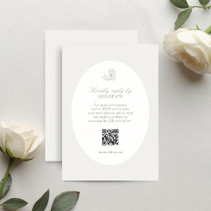 Ivory & Sand   Carte de réponse ovale QR florale