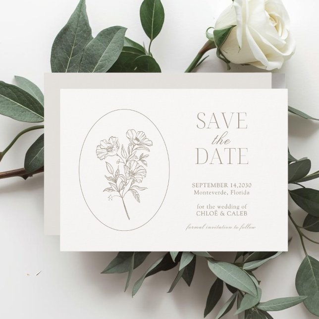 Ivory & Sand | Chic Faire-Part de Mariage Floral (Créateur téléchargé)