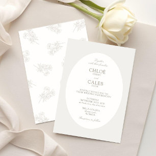 Ivory & Sand Faire-part de mariage ovale botaniq