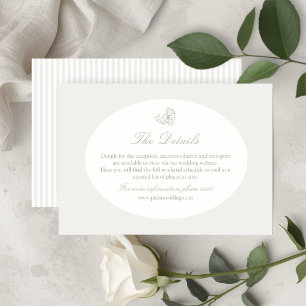 Ivory & Sand   Ovale Floral à Rayures Faire-Part d