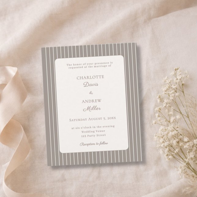 Ivory Taupe Neutral Pinstriped Wedding  (Créateur téléchargé)