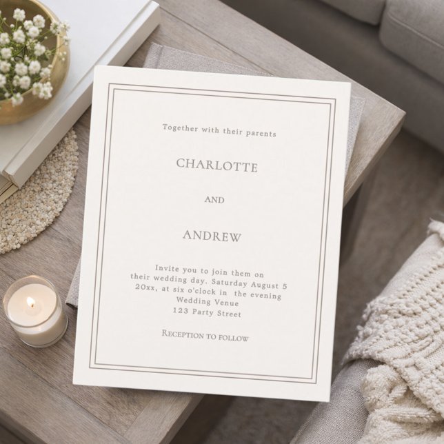 Ivory taupe simple luxury wedding invitation (Créateur téléchargé)