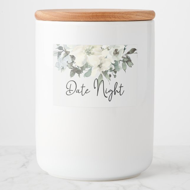 Ivory White Roses Floral Date Nuit Jar Étiquette a (Devant)