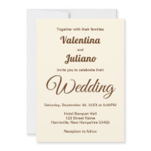 Ivory with Brown Typography Wedding Invitation