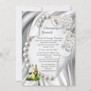 IvoryGreen, Blue, Gold Silk W-Shower Invitation