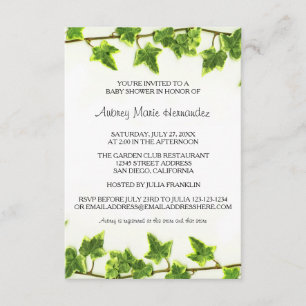 Ivy vert - Invitation Baby shower 3x5