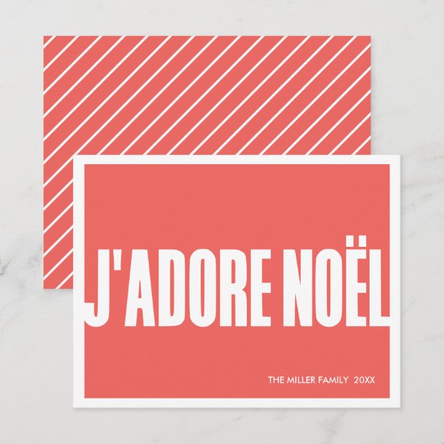 J’adore Noël Carte de Noël Moderne - Fêtes  (Devant / Derrière)