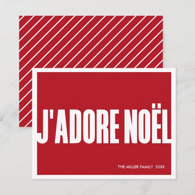 J’adore Noël Carte de Noël moderne - Vacances (Devant / Derrière)