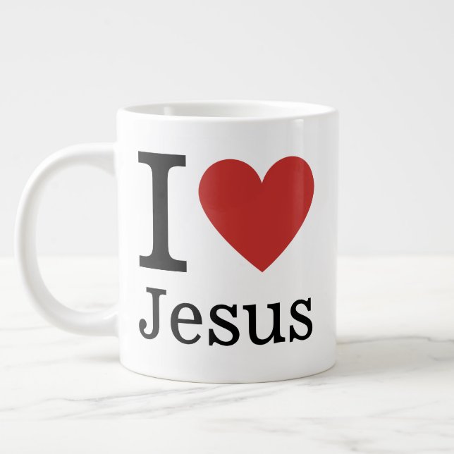 J❤️aime Jésus CUSTOMIZABLE Jumbo Mug (Gauche)