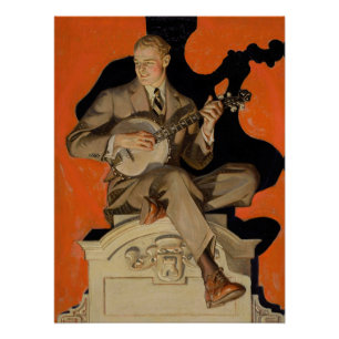J.C. Leyendecker Joueur de banjo 1920 Art déco Art
