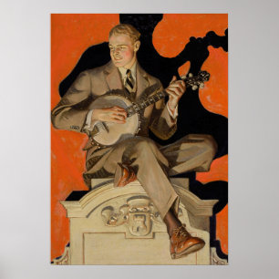 J.C. Leyendecker Joueur de banjo 1920 Art déco Art