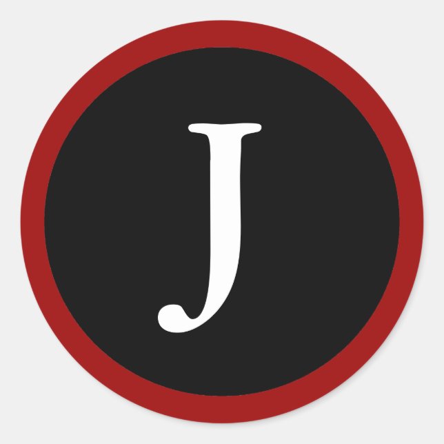 J : LETTRE J INITIALE Stickers rouge, blanc et noi (Devant)