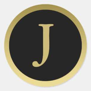 J :: Monogram J Elegant Gold et Black Stickers