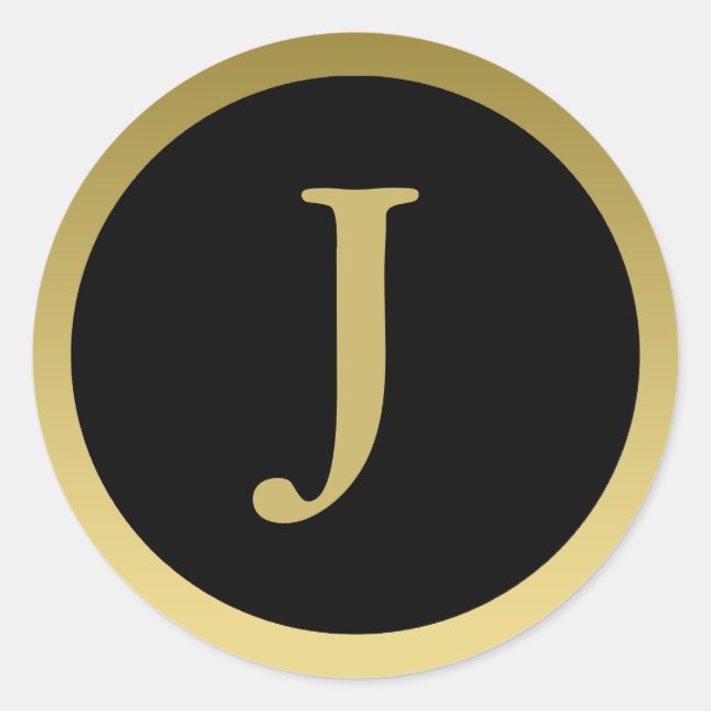 J :: Monogram J Elegant Gold et Black Stickers (Devant)