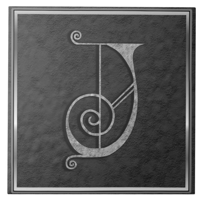 J Monogramme "Pierre grise médiévale" Carreaux en  (Devant)