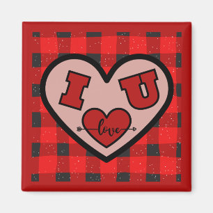 J'♥ U J'aime Buffalo Plaid Magnet