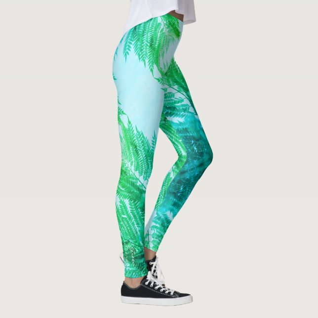 Jacaranda Arbre Feuille Couleurs vertes Leggings (Droite)