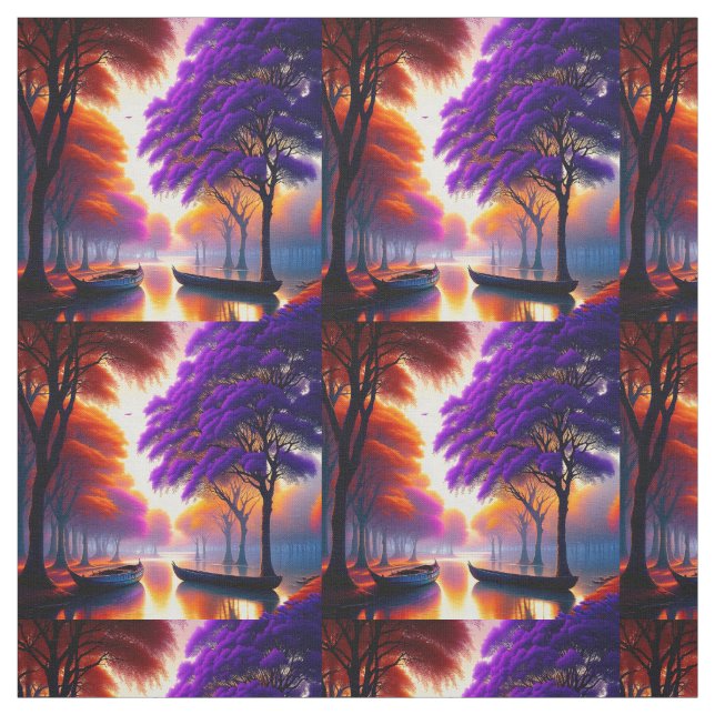 Jacaranda Violet Sur La Rivière, Tissu (Échantillon)