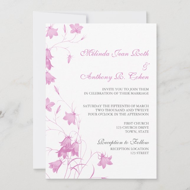 Jacinthes des bois - faire-part de mariage 5x7 (Devant)