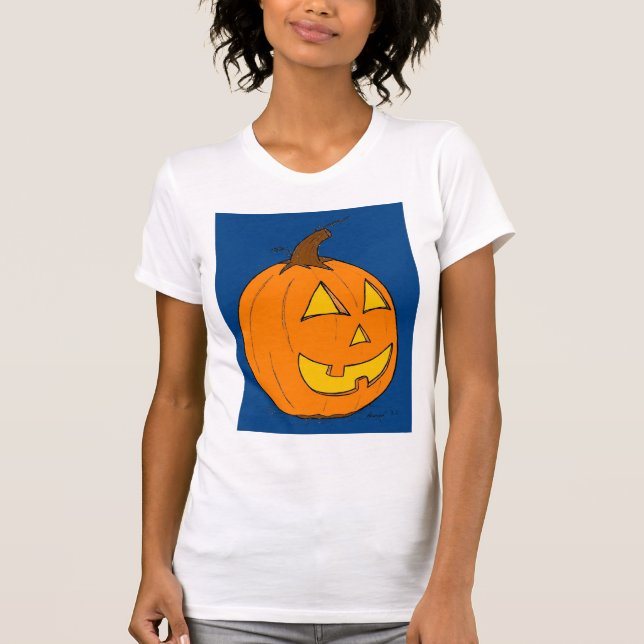 Jack o' Lantern Blue Womens T-shirt Scoop Décontra (Devant)