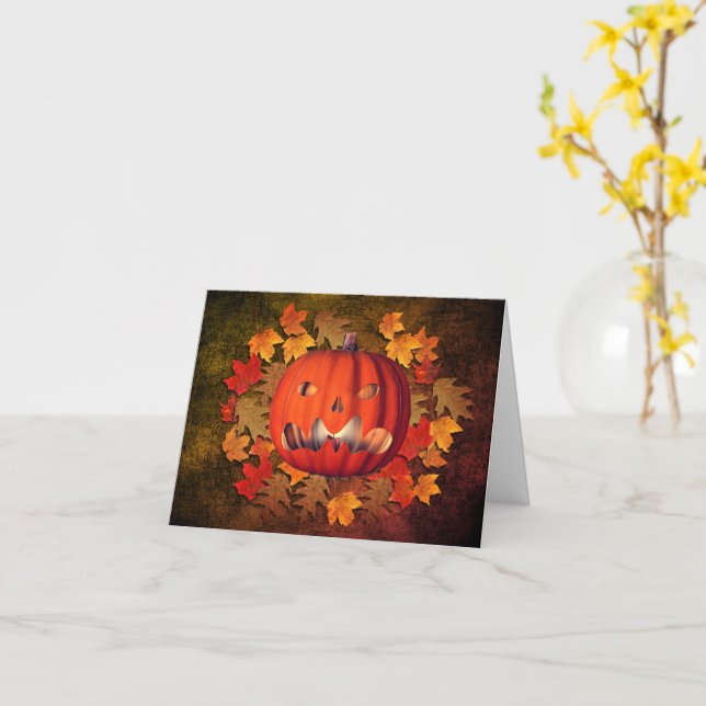 Jack-o'-lantern Fall quitte la carte de note Hallo (Fleur jaune)