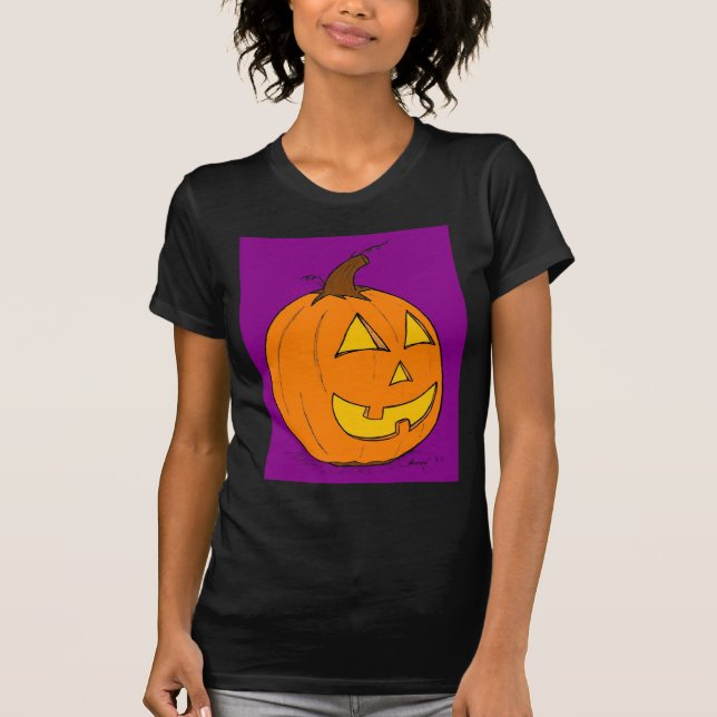 Jack o' Lantern Purple Femen Petite T-Shirt (Devant)