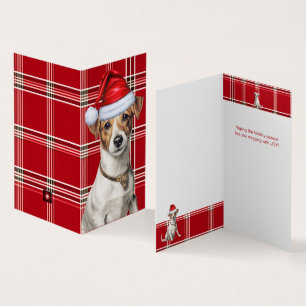 Jack Russell Chien de Noël avec Red Holiday Plaid