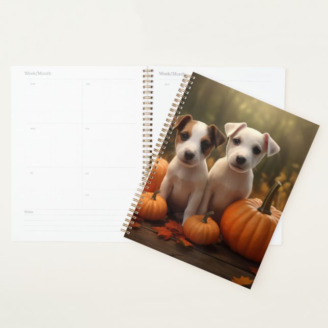 Jack Russell Puppy Automne Citrouille de plaisir (Devant avec enveloppe)