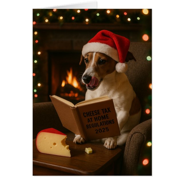Jack Russell Terrier 'Cheese Tax' Christmas card (Devant)