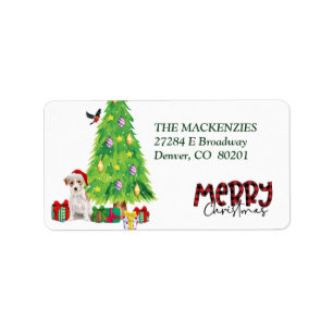 Jack Russell Terrier et Étiquette d'arbre de Noël