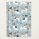 Jack Russell Terrier Patrouilles et os<br><div class="desc">Les chiens du mignon Jack Russell Terrier sont assis et debout avec des empreintes de pattes et des os de chien motif.</div>