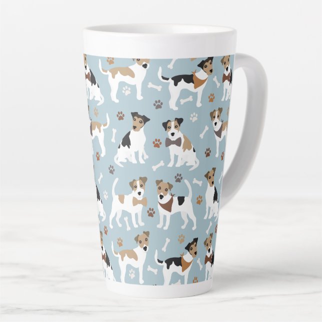 Jack Russell Terrier Patrouilles et os Latte Mug (Angle droit)