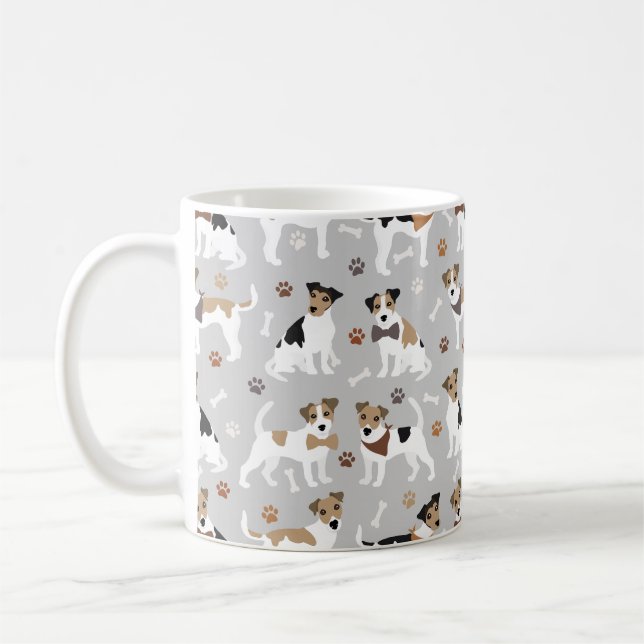 Jack Russell Terrier Paws et Bones Coffee Mug (Gauche)