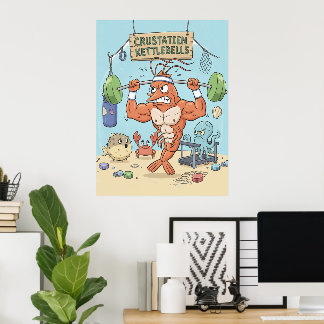 Jacked Shrimp Poster - Funny Gym Wall Art Buff