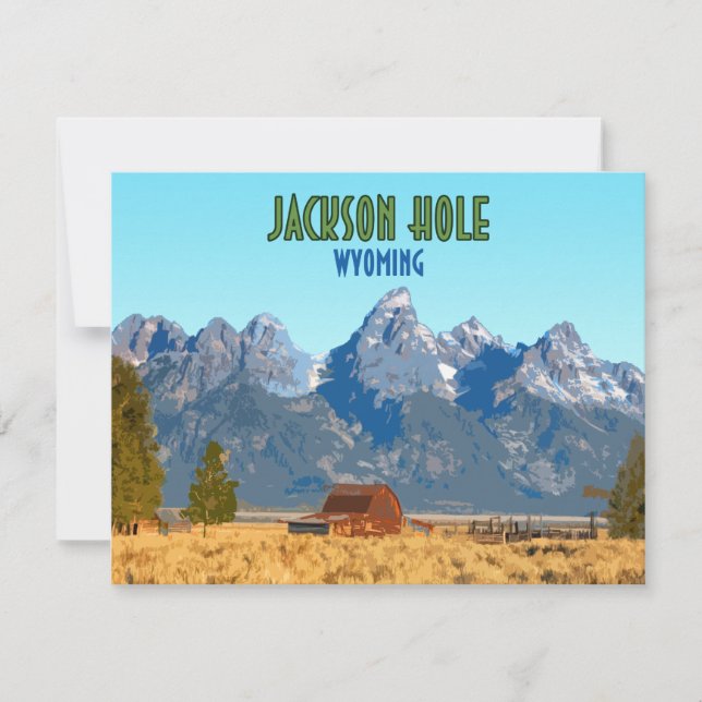 Jackson Hole Wyoming Vintage Flat Card (Devant)