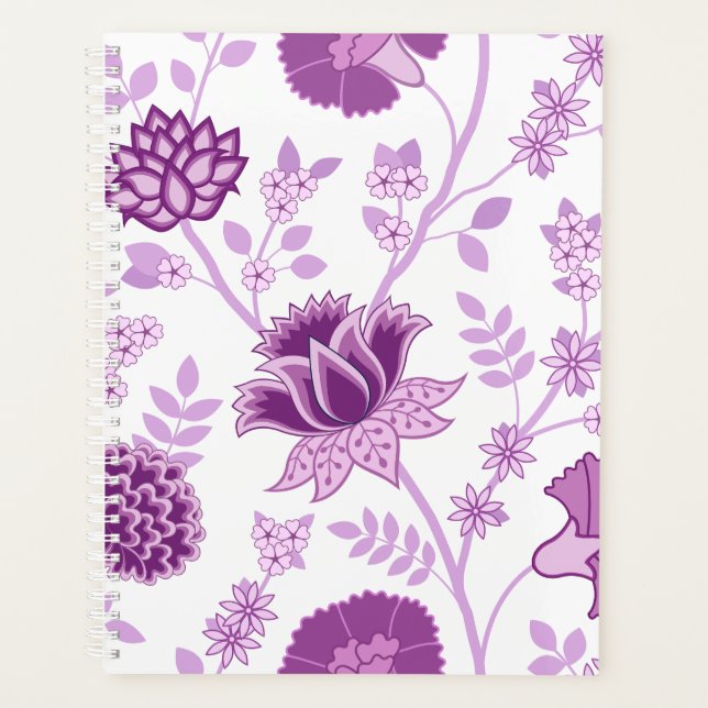 Jacobean Floral Lg Motif rose sur blanc (Devant)