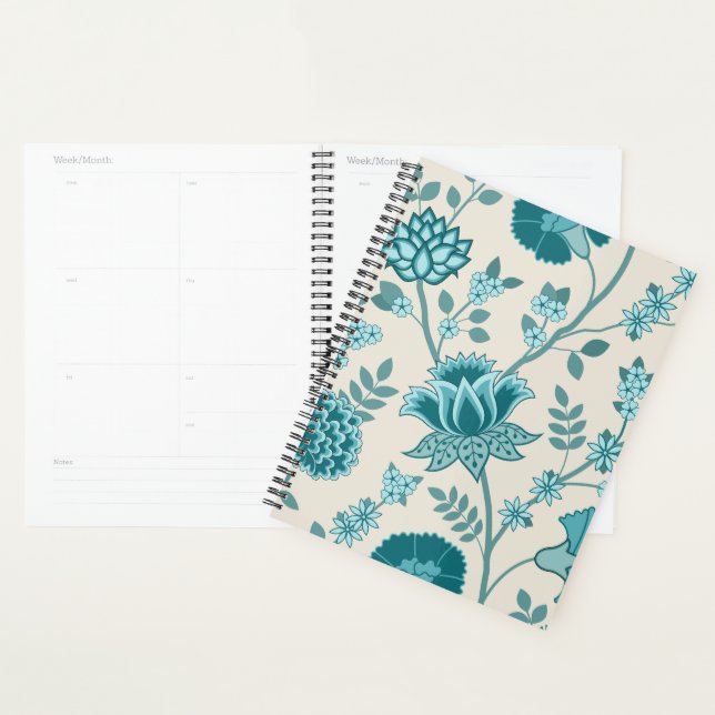 Jacobean Floral Lg Motif Teals sur Crème (Devant avec enveloppe)