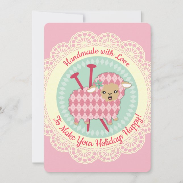 Jacquard brebis tricot aiguilles de  carte de Noël (Devant)