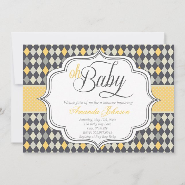 Jacquard Chic Oh Baby Invitation (Devant)
