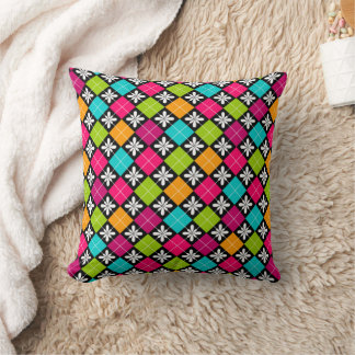 Jacquard coloré et Coussin Jumbo à motifs floraux