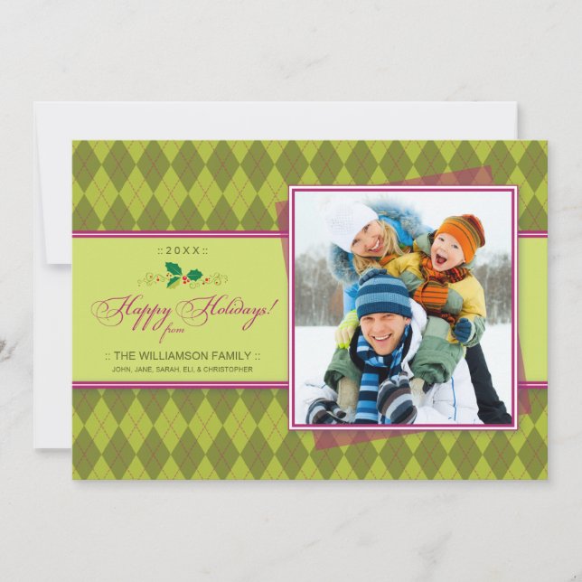 Jacquard d'hiver Joyeuses vacances Carte Plat (cha (Devant)
