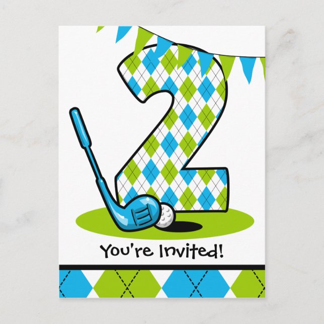 Jacquard Golf 2e Anniversaire Carte postale Invita (Devant)